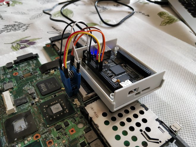 BeagleBone Black with Pomona clip attached to T500 motherboard